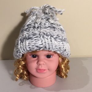 Hand Knit Child’s Winter Hat Grey Mix